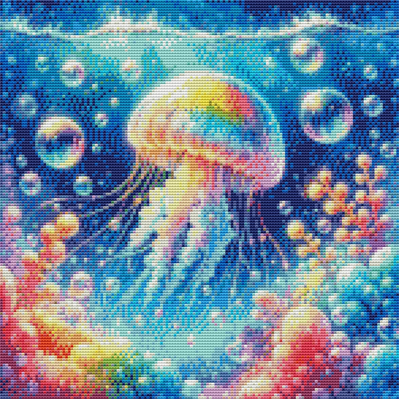 Abillyn Embroidery Cross Stitch Kits Colorful Jellyfish and Bubbles Stamped with Printed Pattern Starter Kit (Jellyfish)