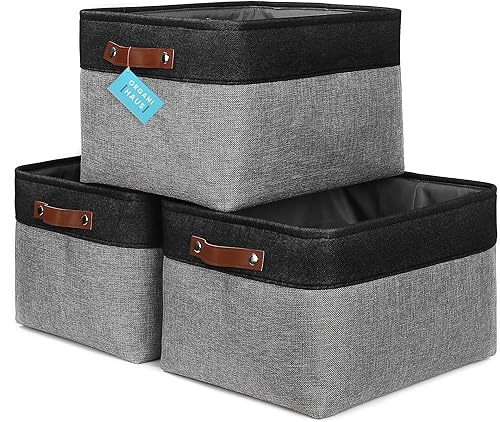 OrganiHaus Cestas de almacenamiento de tela extra grandes para estantes, paquete de 3, contenedores de almacenamiento de armario de 16 x 13 pulgadas