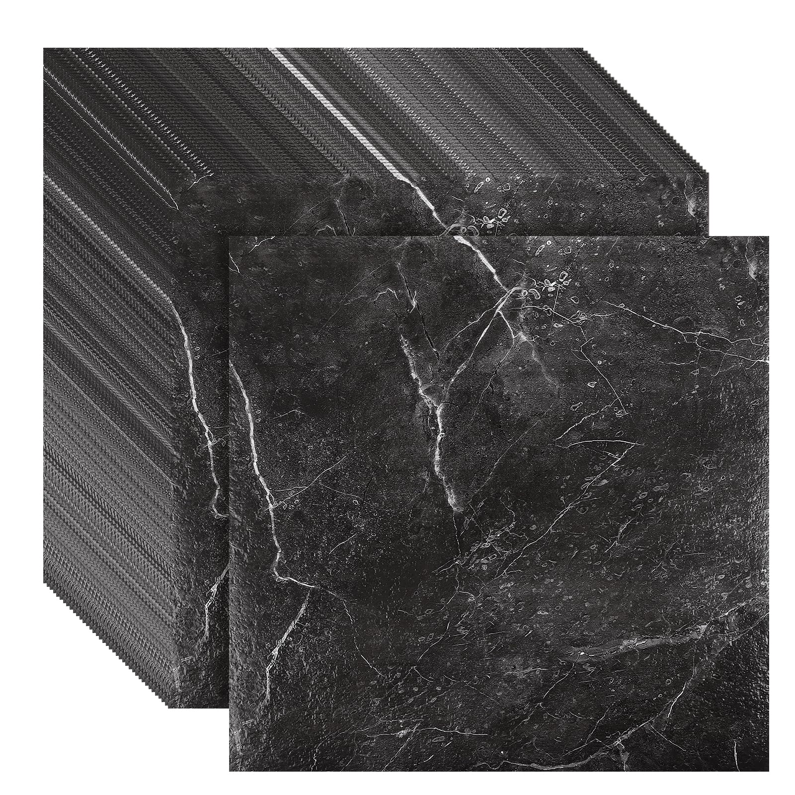 CYEER 40 Stück Vinylboden Selbstklebend (3,6m²) – 30x30cm PVC Bodenfliesen in Marmor-Optik Schwarz – Wasserfester Bodenbelag für Küche, Bad & Wohnzimmer – DIY Klebefliesen für schnelle Renovierung