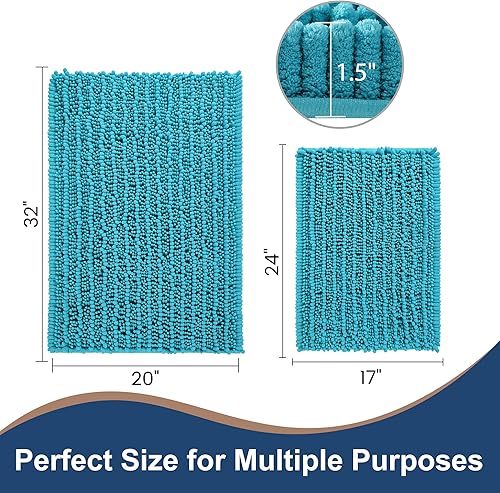 Miniatura 8 de FLOLEOPA Juego de alfombras de baño de felpilla de lujo, color rosa intenso, extrasuaves y absorbentes, antideslizantes, se pueden lavar a máquina y