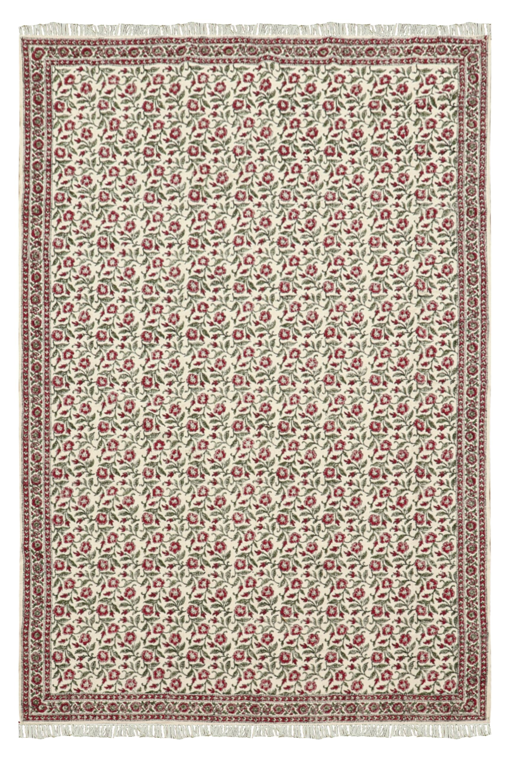 Läufer – Kelim Teppich, 10,2 x 25,4 cm, Rot & Beige, Baumwolle, Dhurrie, für drinnen und draußen, Flachgewebe, für Zuhause und Foyer, Korridor, Flur und Treppenläufer