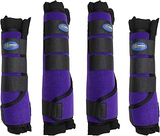 Professional Equine Horse Horse 4-Pack Leg Care Stable Shipping Neoprene Boot Wraps Purple 4108PR