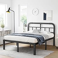 Vista 1 de ZIYOO Queen Size Bed Frame with Headboard, 14 Inches High, 1500LBS Heavy Duty Steel Slats Support for Mattress, No Box Spring Needed, Easy Assembly