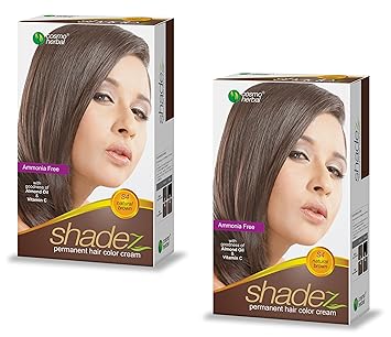 Shadez Permanent Hair Color Cream, Natural Brown 50g (2pcs)