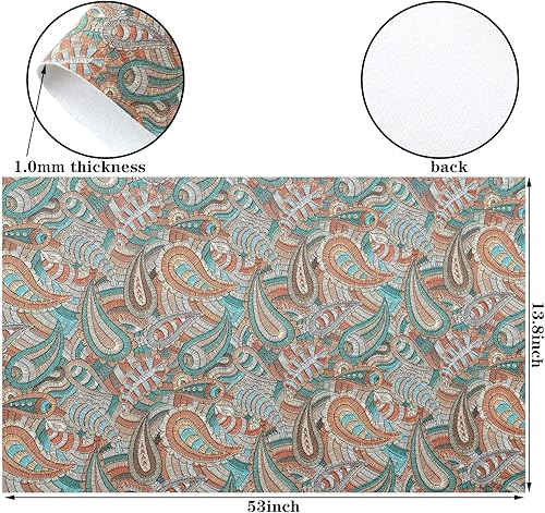 Miniatura 3 de Picheng Hojas de piel sintética con flores de cachemira Rollos de piel sintética de cachemira de anacardo de 13.8 x 53 pulgadas (13.8 in x 53.1 in)
