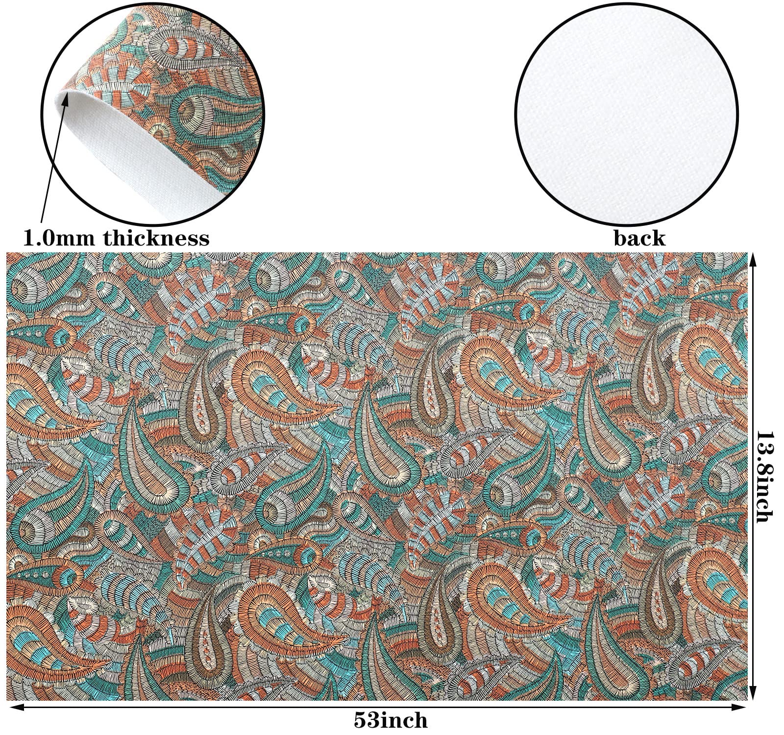 Picheng Paisley-Blumen-Kunstlederrolle, 35 X 135 Cm, 1 Mm Dicke – Für Basteln, Nähen & DIY-Projekte