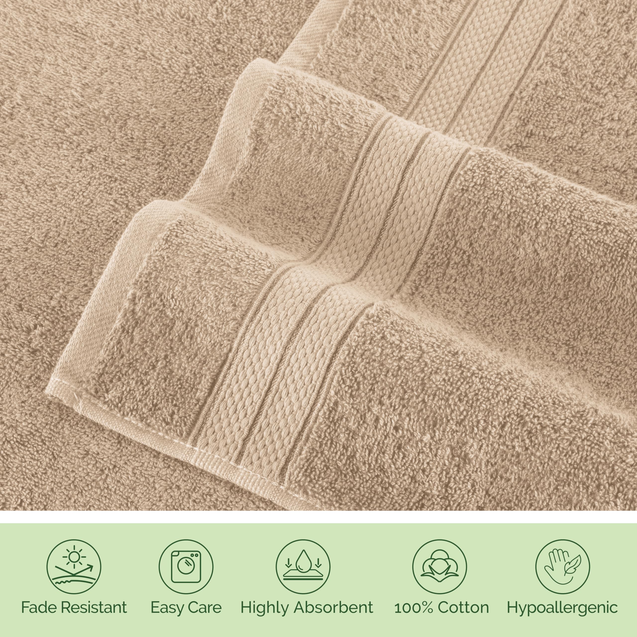 Elegant Comfort Set di 6 asciugamani di lusso, 100% cotone turco, morbido e di alta qualità, design popcorn a tre linee, 2 asciugamani da bagno, 2 asciugamani per le mani e 2 asciugamani, ad