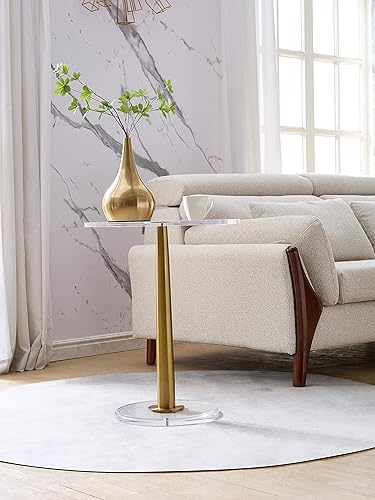 Miniatura 10 de Mesa de acrílico transparente con poste de metal cono (pequeño, plateado) plateado (Mirror Silver),Oro cepillado,https://www.amazon.com/dp/undefined