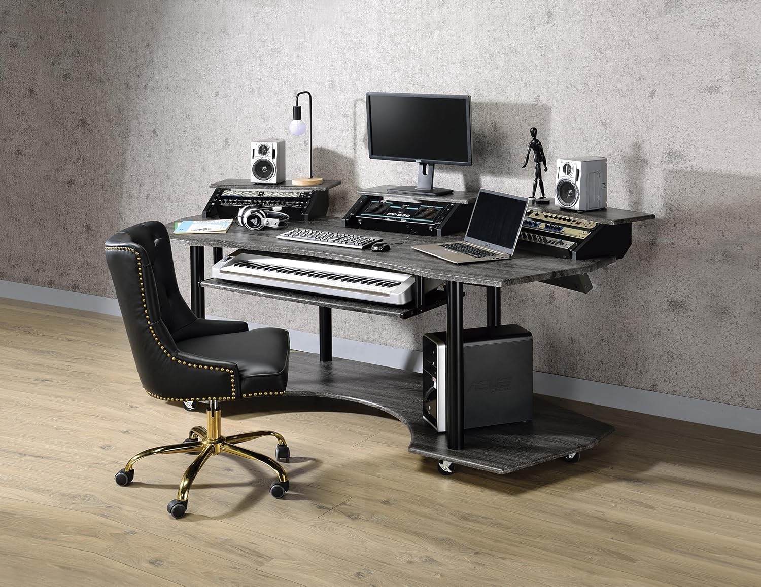83" Eleazar Black Oak Music Recording Studio Desk
