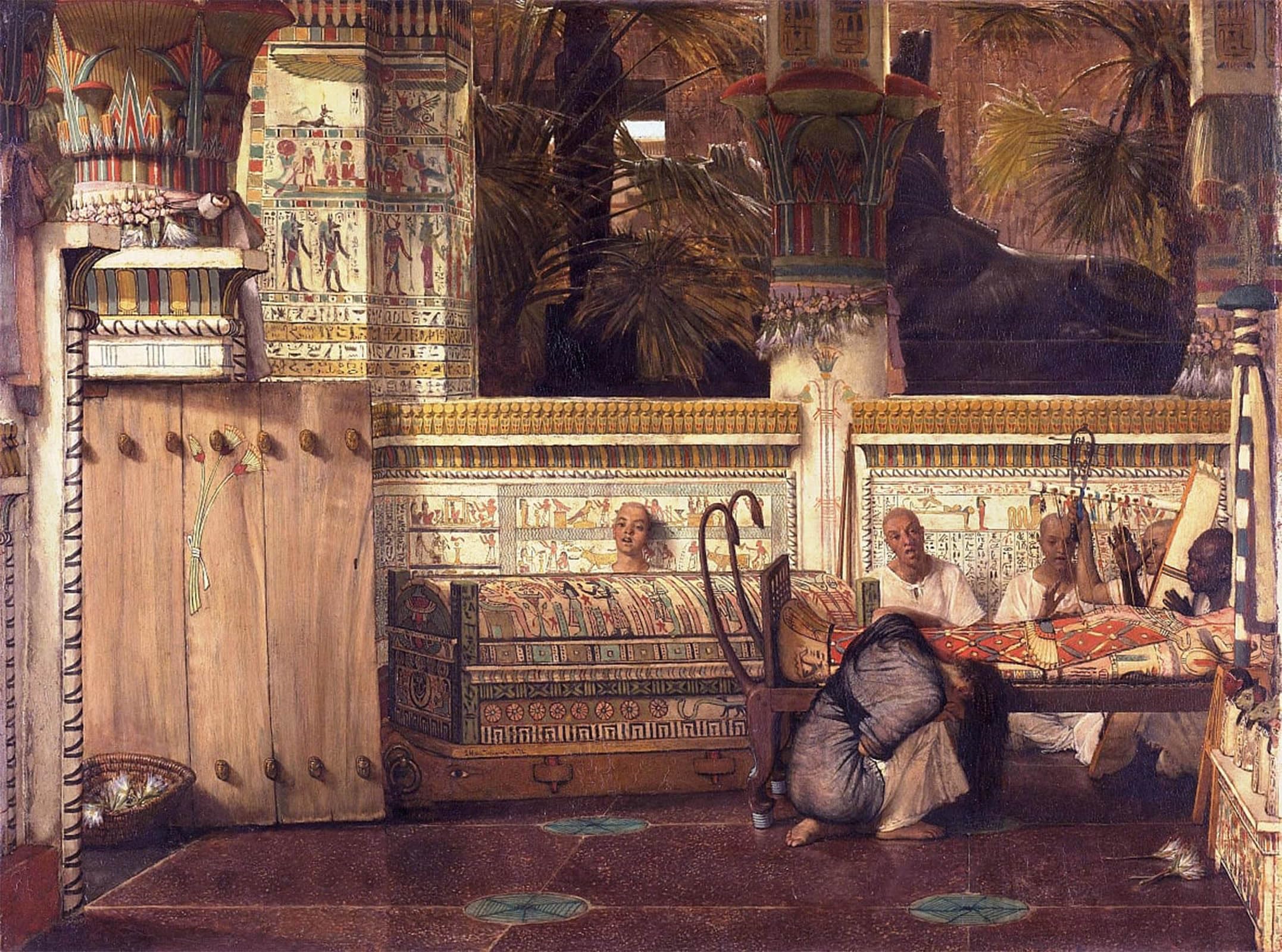 POSTERIIk Vintage Classic Picture Landscape Artwork the Egyptian Widow by Lawrence Alma Tadema Portrait Canvas Painting for Office Home Decor 60x90cm