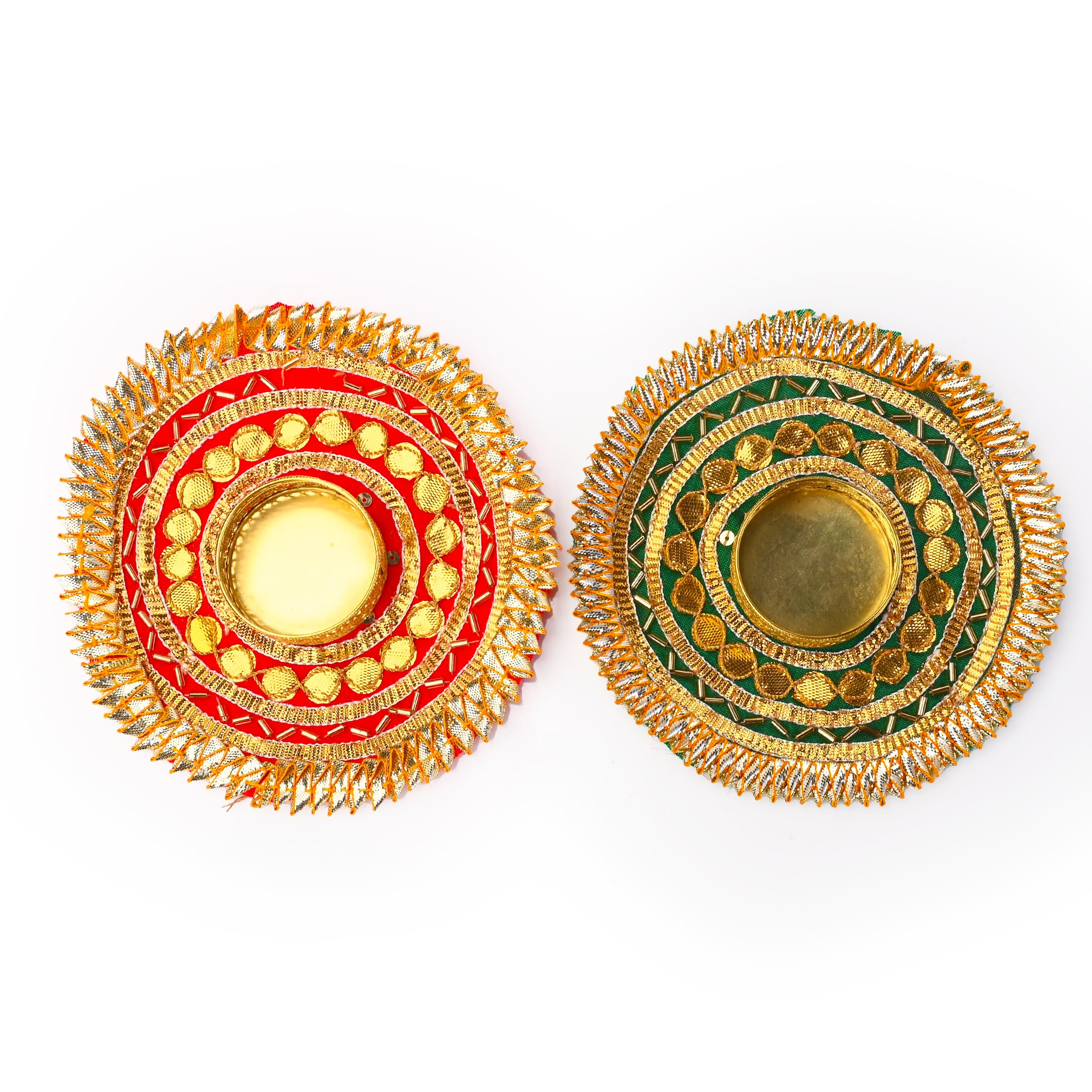 Tarini Gallery Tealight Holder Set of 2, Lucky Charm Candle Stand, Red & Green, Ceramic, Festival Decor, Celebratory Occasions