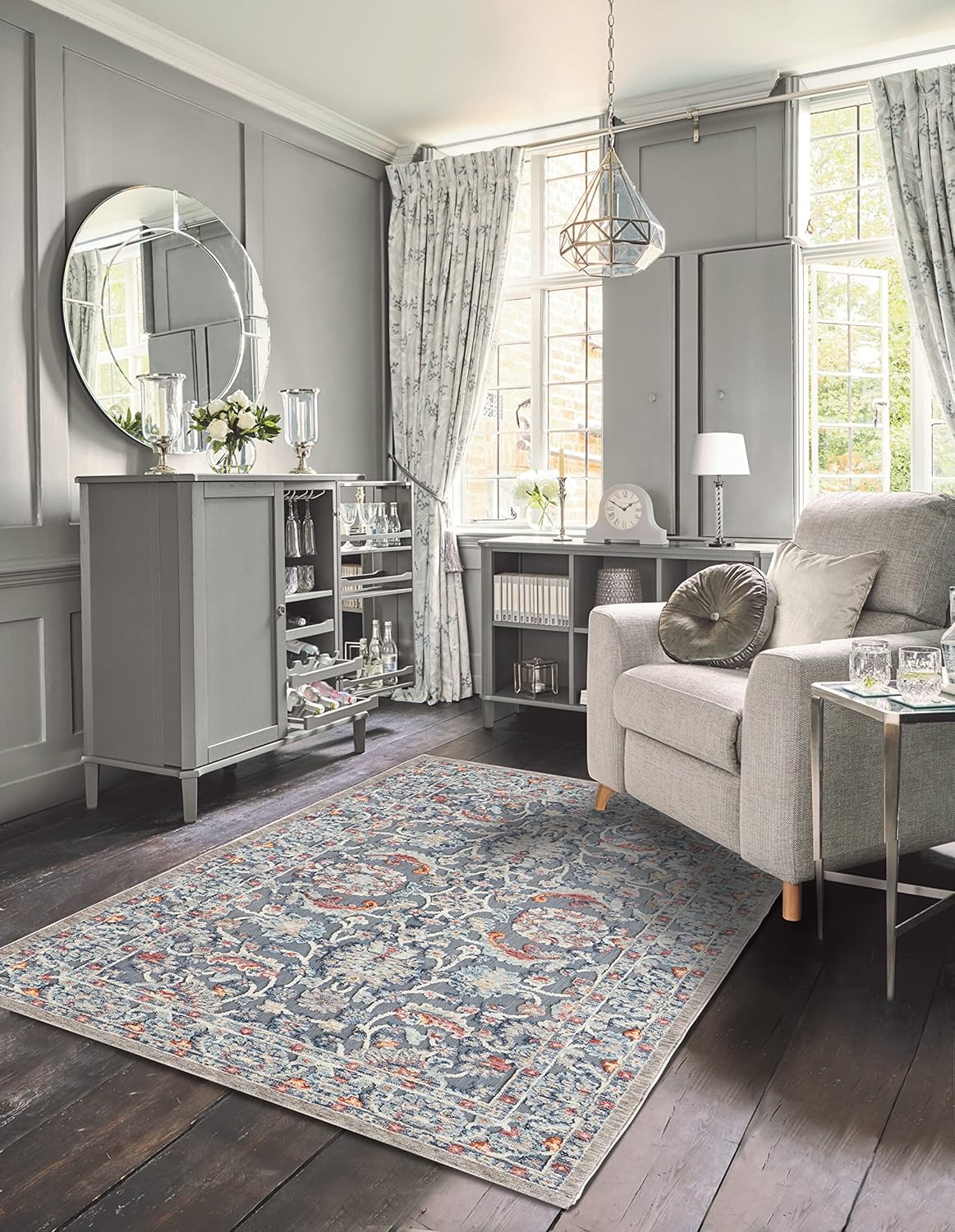 Laura Ashley Turkish Mystic Chenille Accent Rug - Genevive | Modern Home Décor | Measures 26.5"X45" | Blue