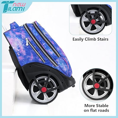 Miniatura 3 de NEW TILAMI Mochila con ruedas de 19 pulgadas para adolescentes, mochila con ruedas para computadora portátil, mochila para libros, bolsa de viaje