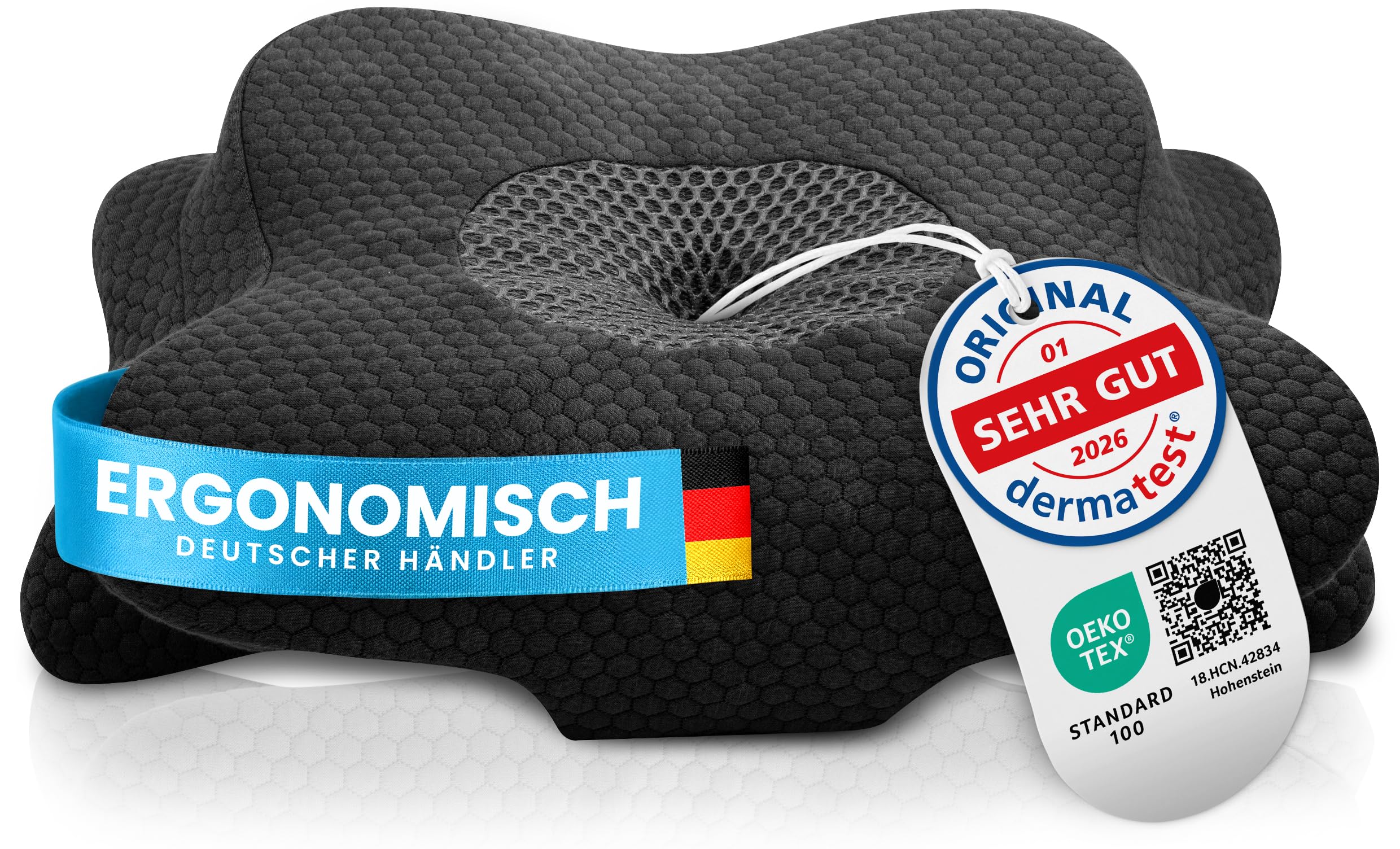 Gentle North Orthopädisches Nackenstützkissen Memory Foam – Zwei Höhen, waschbarer Bezug (40°C)