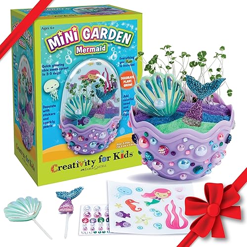 Creativity for Kids Mini Garden: Mermaid Terrarium Kit - Mermaid Gifts for Girls, Crafts and Toys, Stocking Stuffers for Kids (Ages 6+)