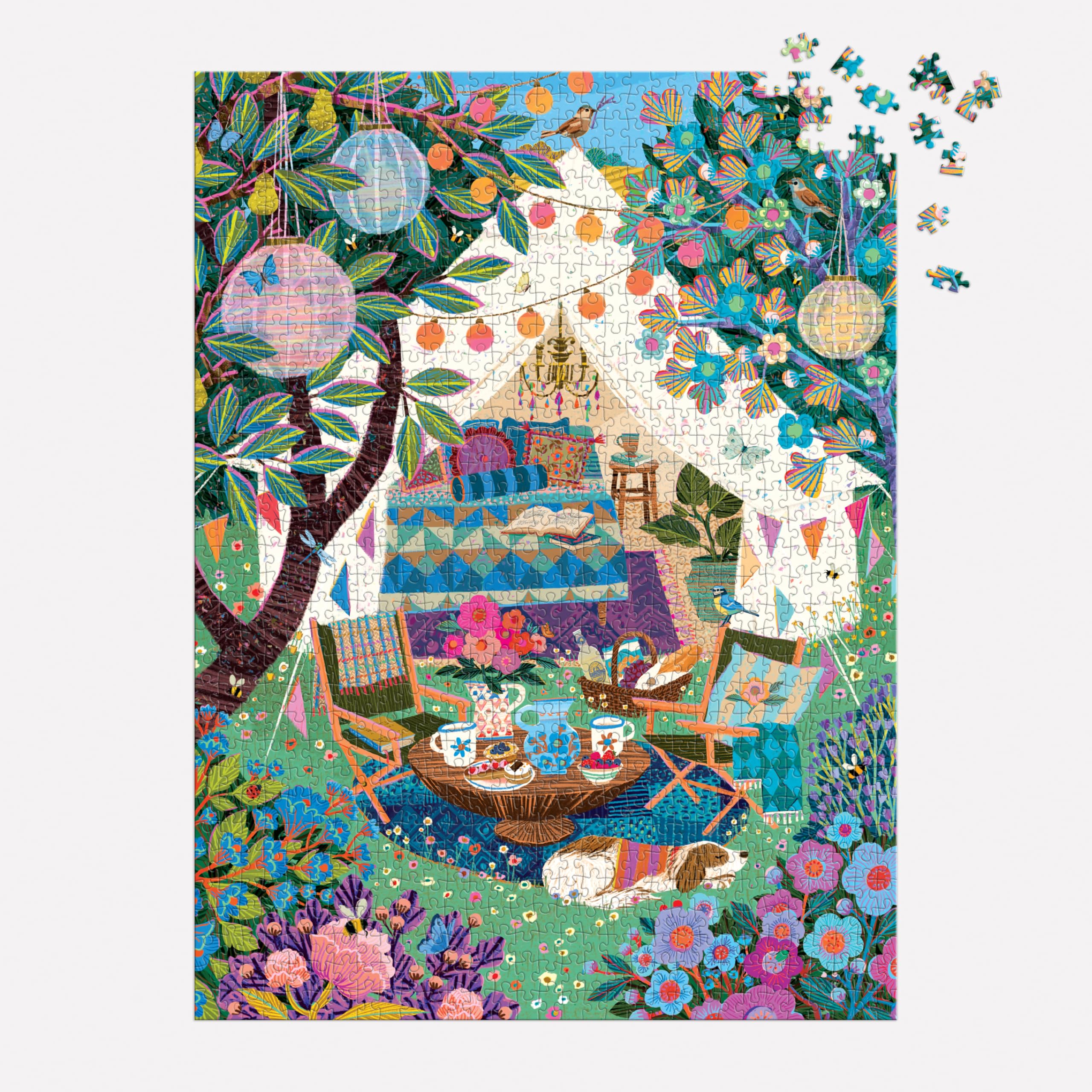Galison Blooming Escape – 1000 Piece Jigsaw Puzzle Featuring Beautiful Artwork of A Luxurious Camp Scene - 5