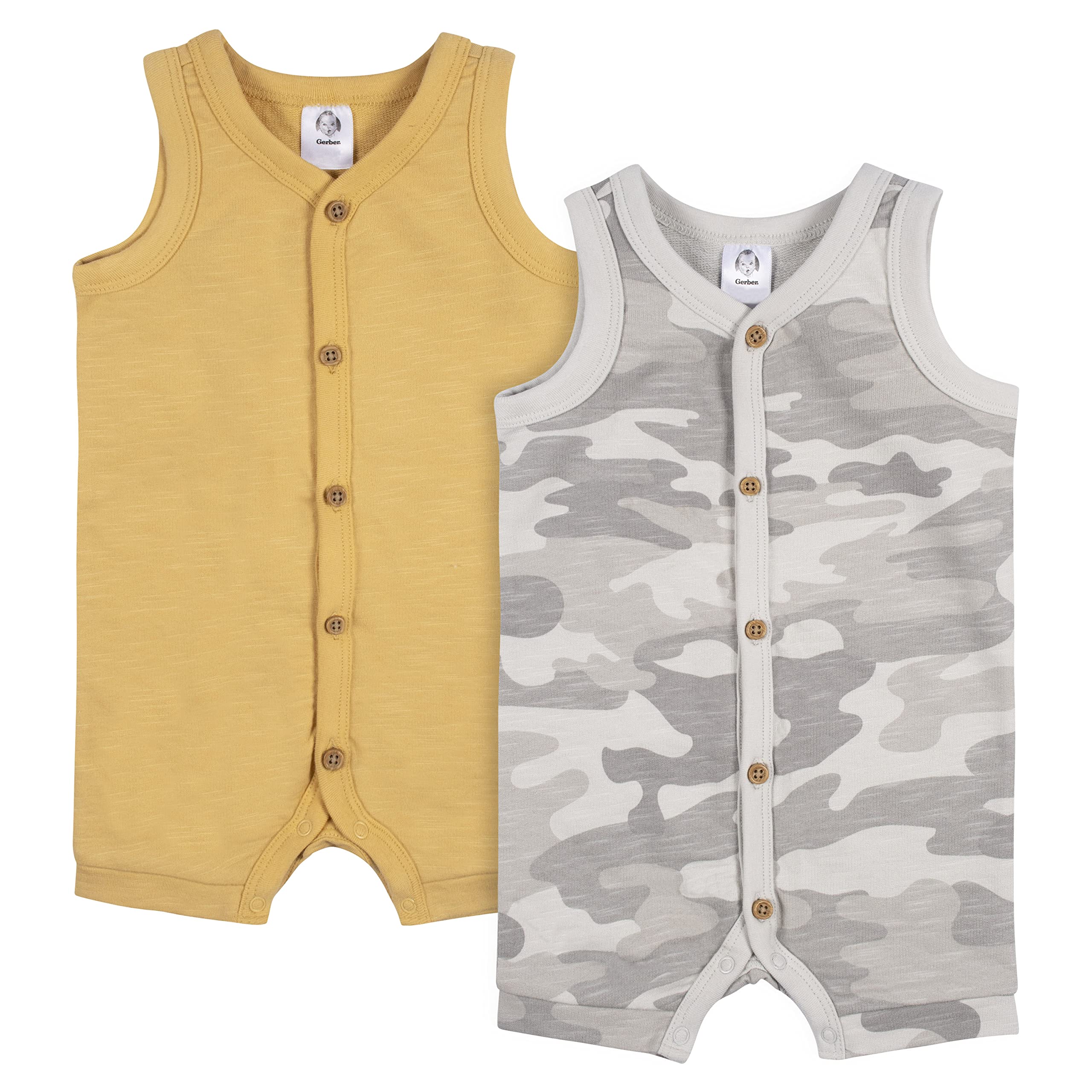 GerberBaby Boys' 2-Pack Short Leg RomperOEKO-TEX STANDARD 100