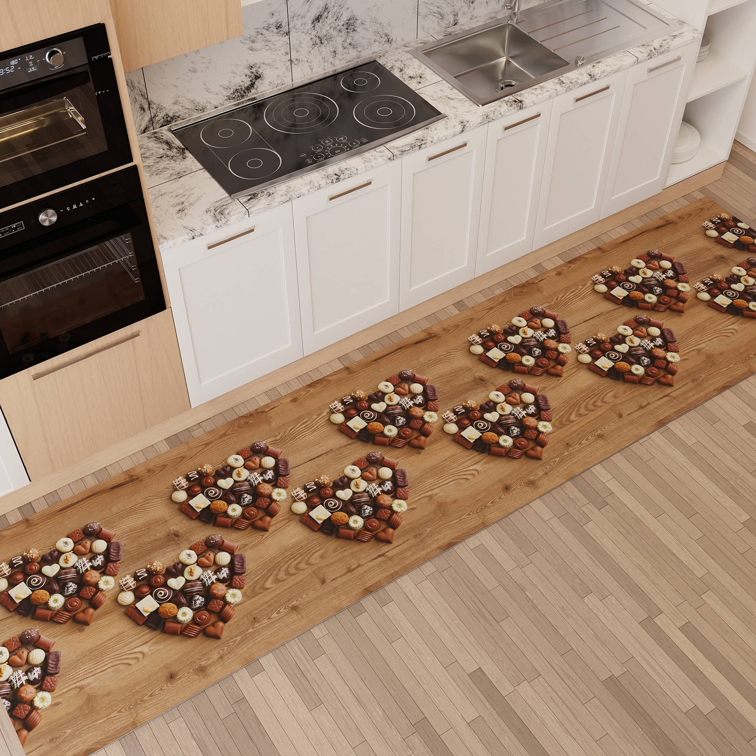 Tapis De Cuisine Lavable PETTI - Fabriqué En Italie, Antidérapant, Nombreuses Tailles (52x100cm à 52x340cm) - Motif Pain - Microfibre Facile à Nettoyer