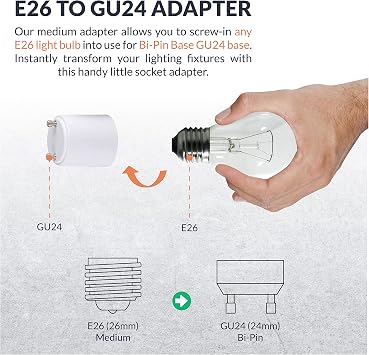Newhouse Lighting GU24 to E26 Standard Bulb Adapter, 5-Pack, A2426E-5,White