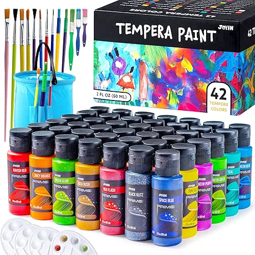 JOYIN Washable Tempera Paint Set for Kids 42PCS, Non Toxic