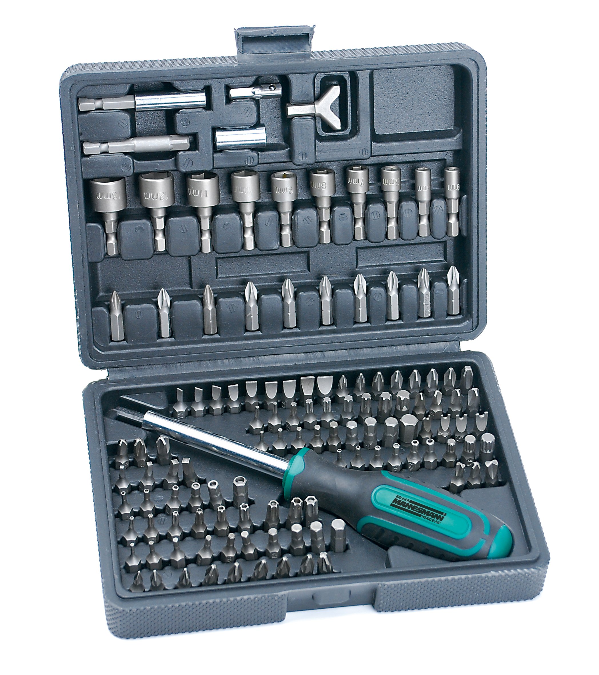 Mannesmann Coffret de douilles et embouts (130 pièces) & Mannesmann 29896 Coffret de vissage 122 pièces (Import Allemagne)