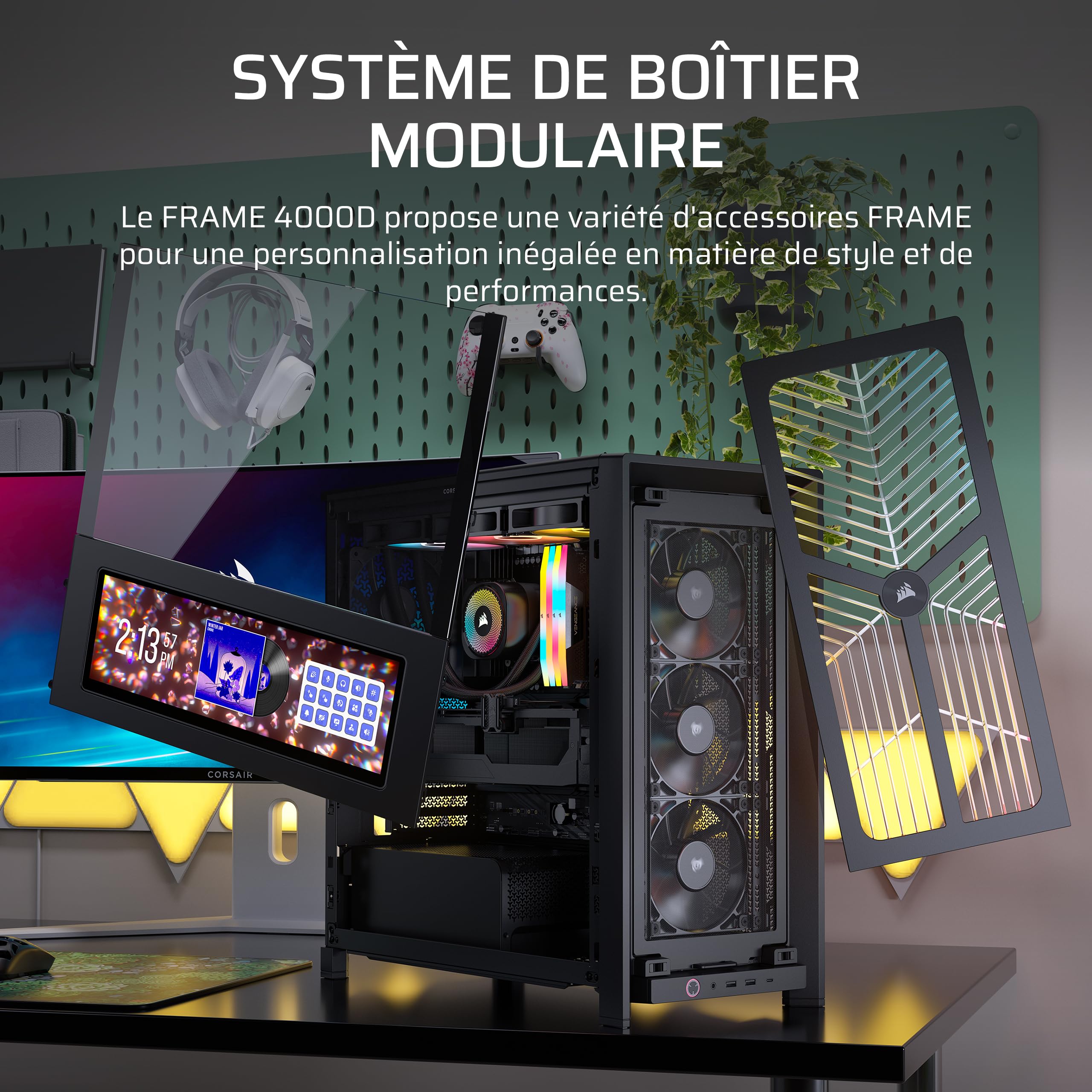 CORSAIR Frame 4000D Wood RS Boîtier PC Moyen-Tour – Noir & Noyer