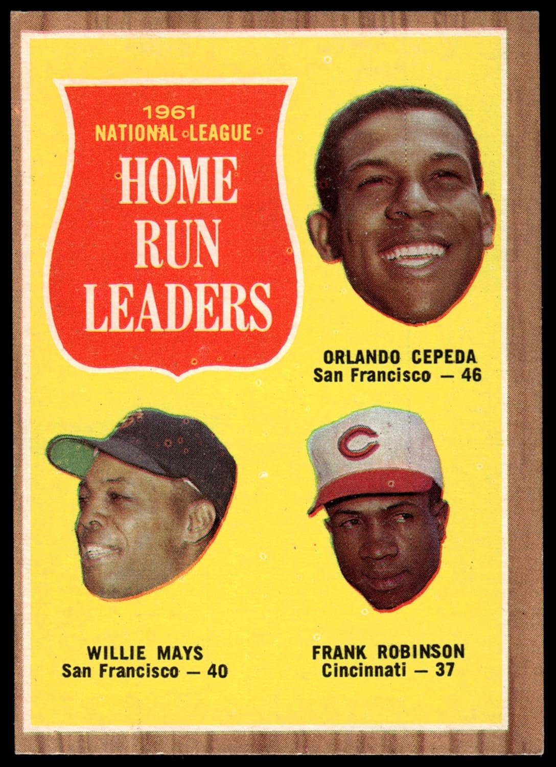 1962 Topps #54 NL HR Leaders Orlando Cepeda/Willie Mays/Frank Robinson San Francisco/Reds Giants/Reds (Baseball Card) EX Giants/Reds
