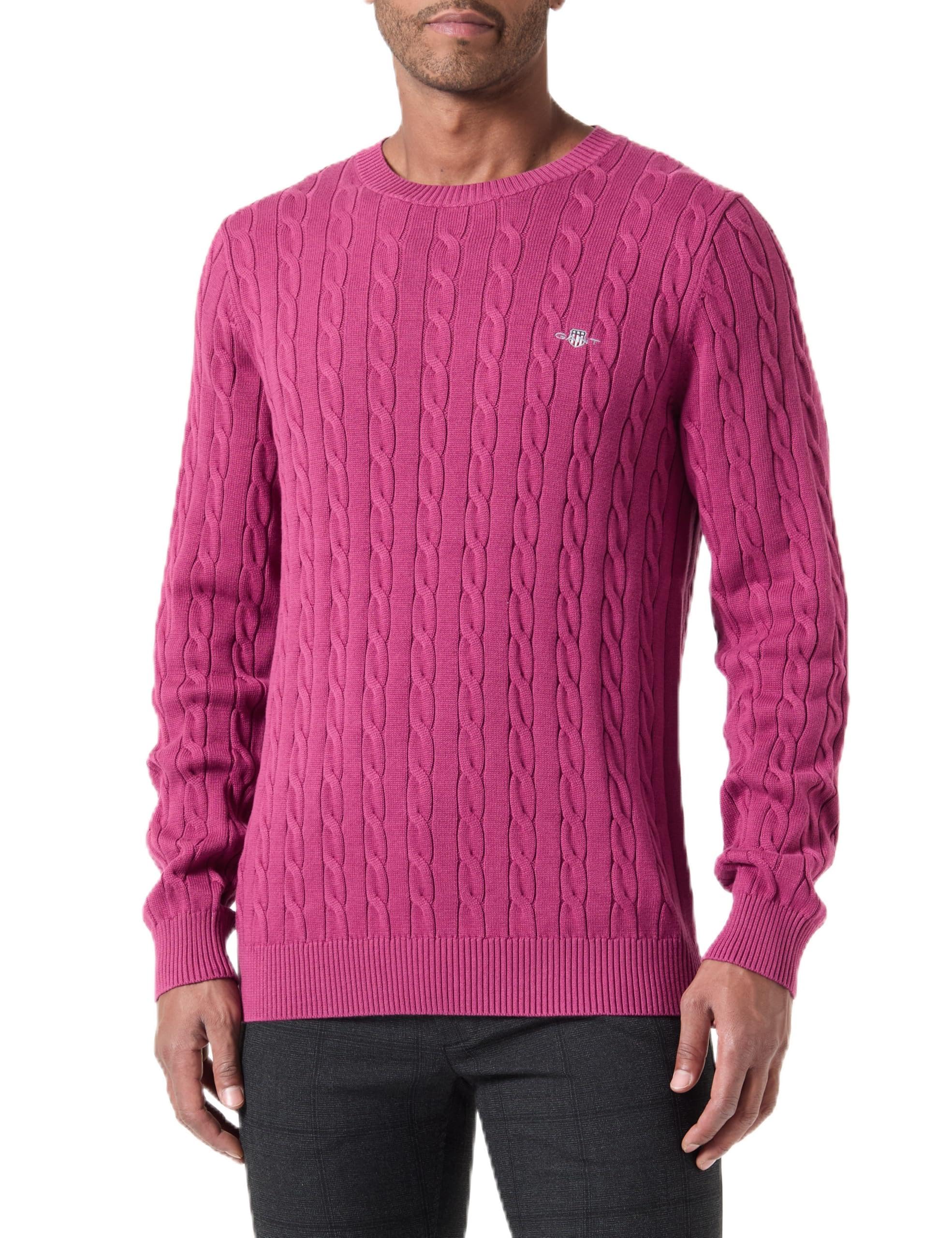 GANT Men's Cotton Cable C-Neck Sweater, Pale Syren, 4XL