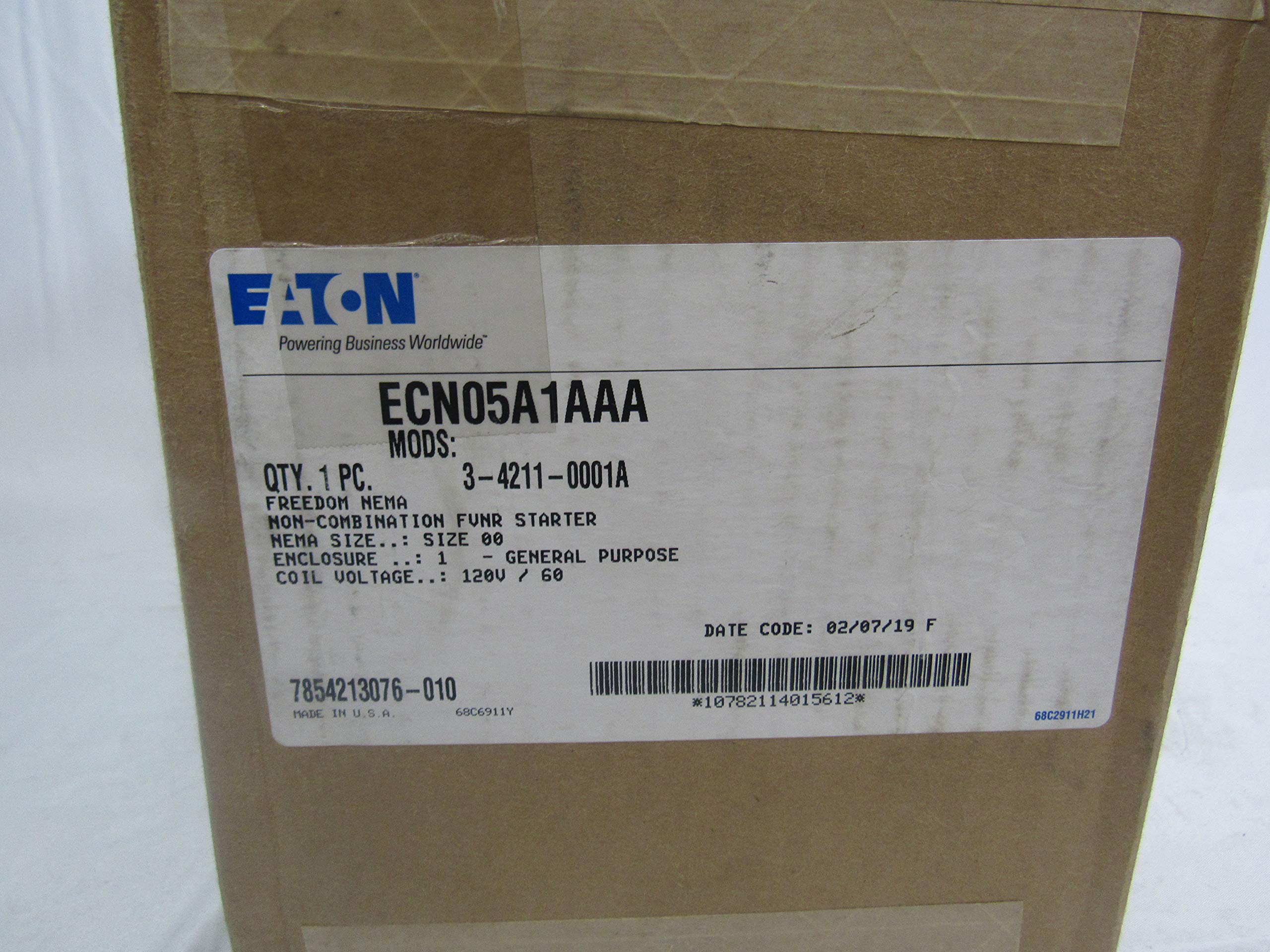 Eaton ECN05A1AAA 3 Pole Non-Reversing Non-Combination Full Voltage Starter NEMA 00 120 Volt 9 Amp