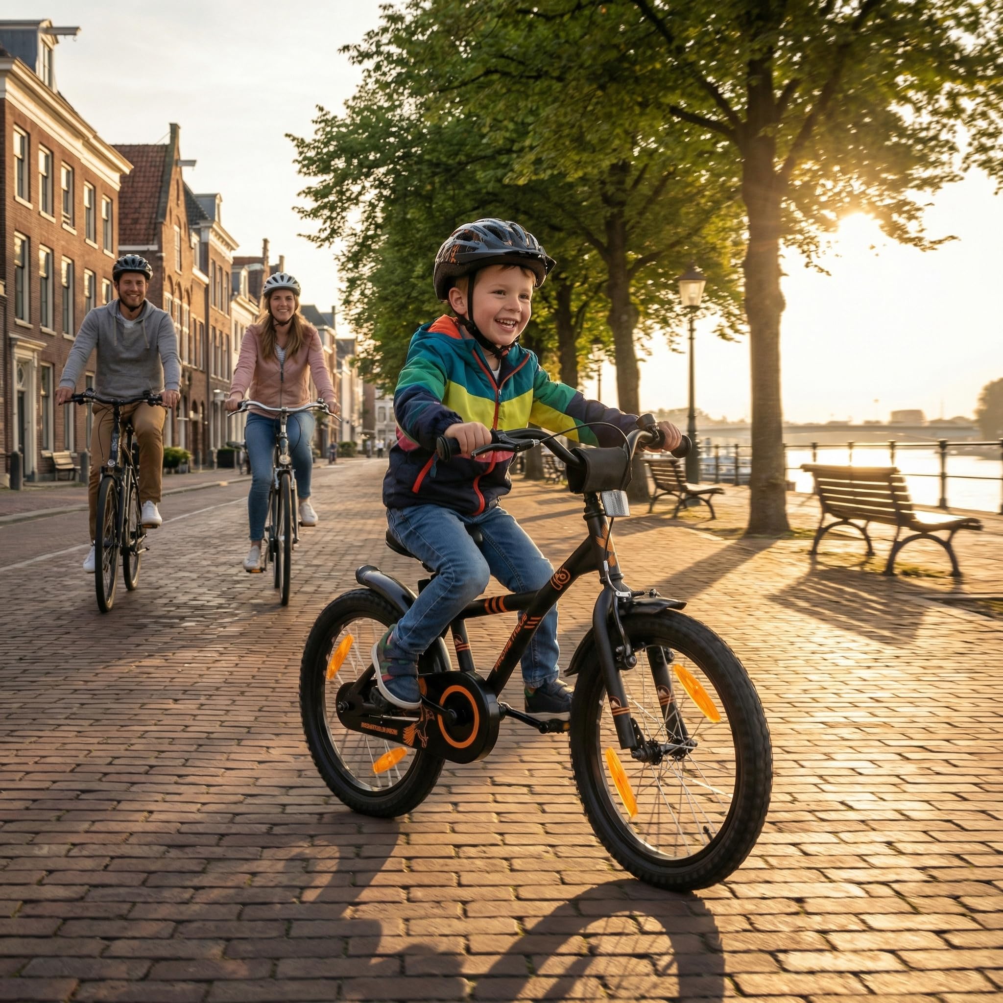PROMETHEUS BICYCLES bicicletta bambina 6 anni bici per bambina bambino 18 pollici bimba con freno contropedale e V-Brake Nero Arancione
