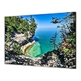 Michigan Wall Art Lake Superior Wall Decor Canvas Print Michigan Landscape Picture Framed Natural Poster Paintings Office Home Living Room Bedroom Decorations(36x24 inches)