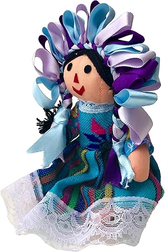 Miniatura 2 de Alkimia Inc Muñeca de trapo tradicional mexicana hecha a mano - 7 pulgadas - Azul