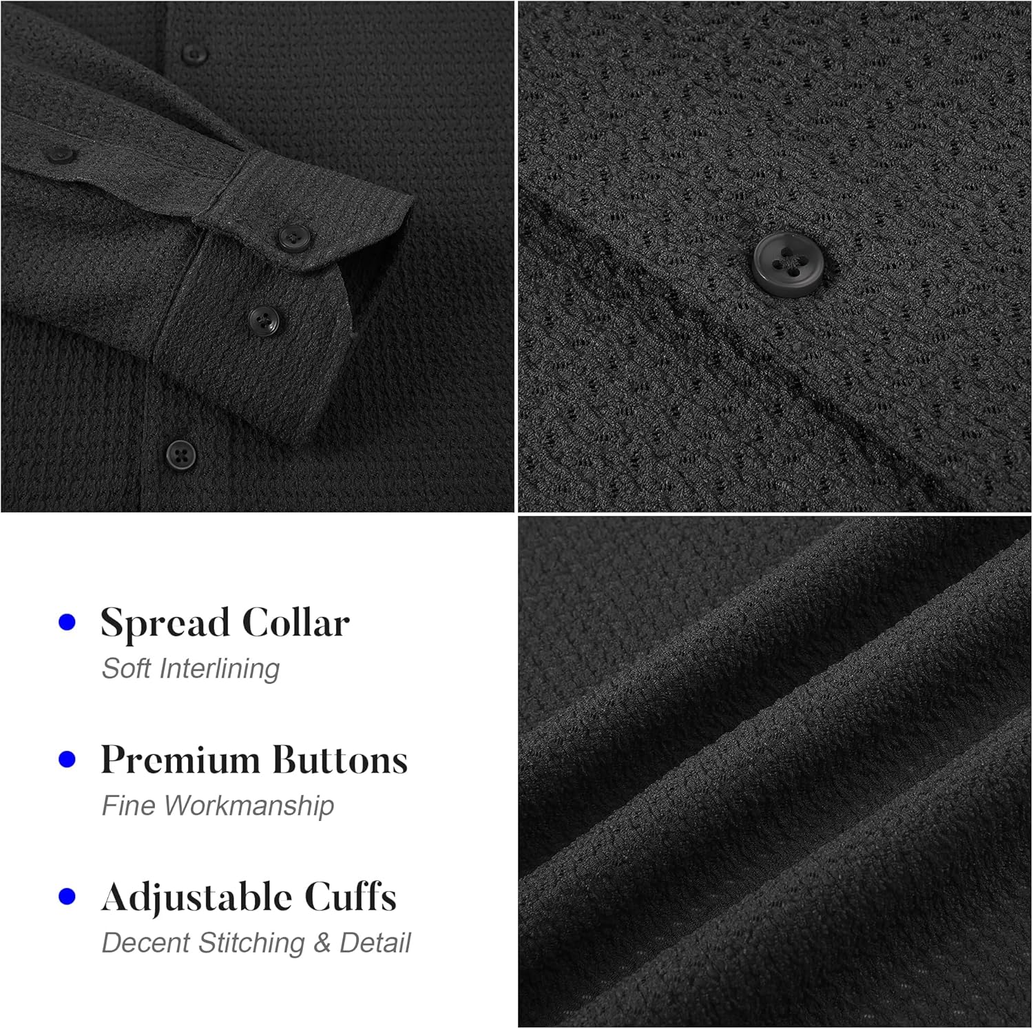 WARHORSEE Mens Casual Button Down Dress Shirts Long Sleeve 4-Way Stretch Collared Printed Business Work Shirt - Image 5