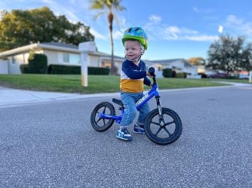 Strider 12 Classic Bike - No Pedal Balance Bicycle for Kids 1 to 3 Years - Includes Built-In Footrest, Handlebar Grips & Flat-Free Tires