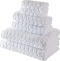 Bagno Milano 6-Piece Turkish Cotton Bath Towel Set - Soft Plush Jacquard, Quick Dry, Ultra Absorbent Luxury Spa Towels (White)
