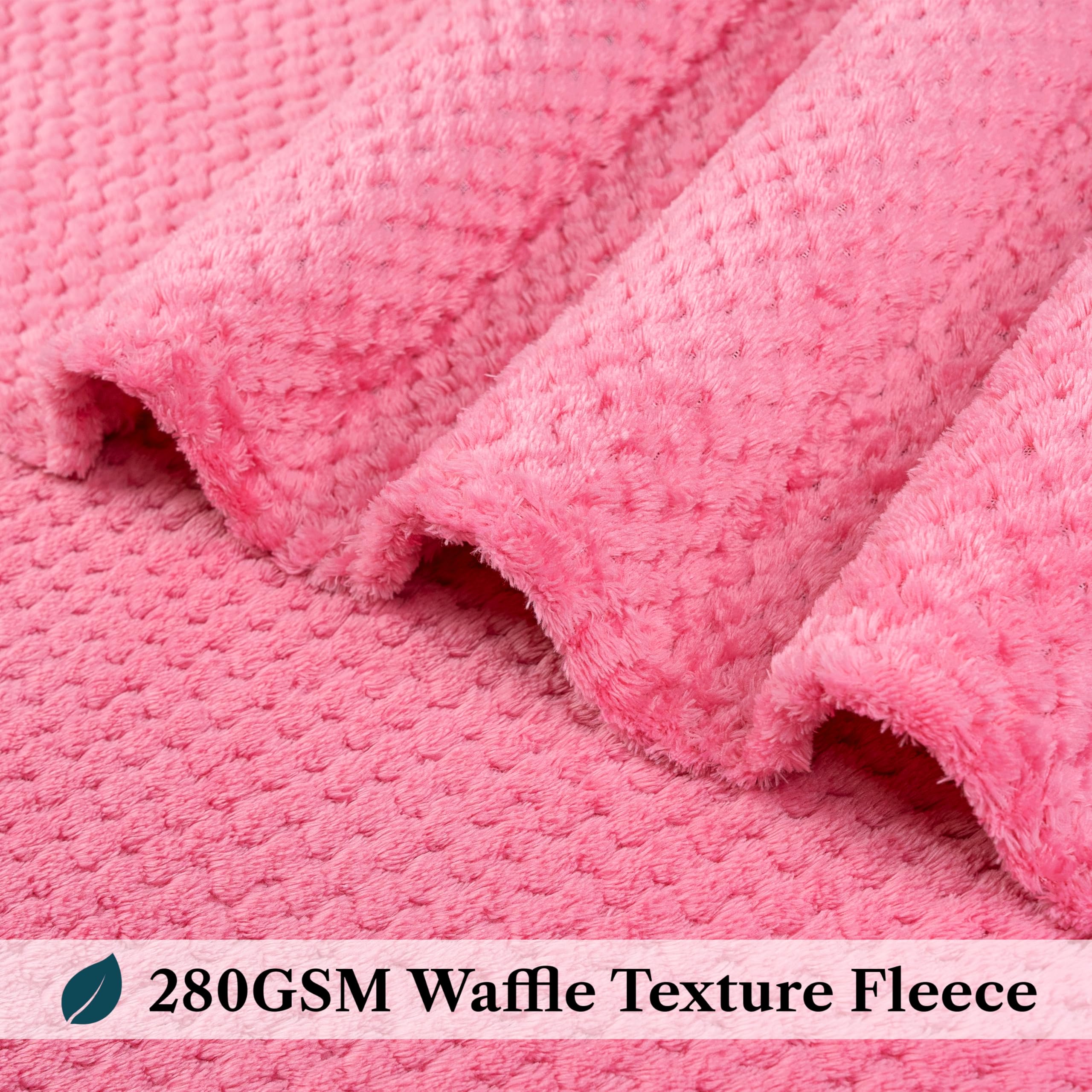 Cyusri Waffeldecke Mit Süßen Bommeln - Superweich & Leicht Für Couch & Bett (129,5 X 160 Cm, Rosa)