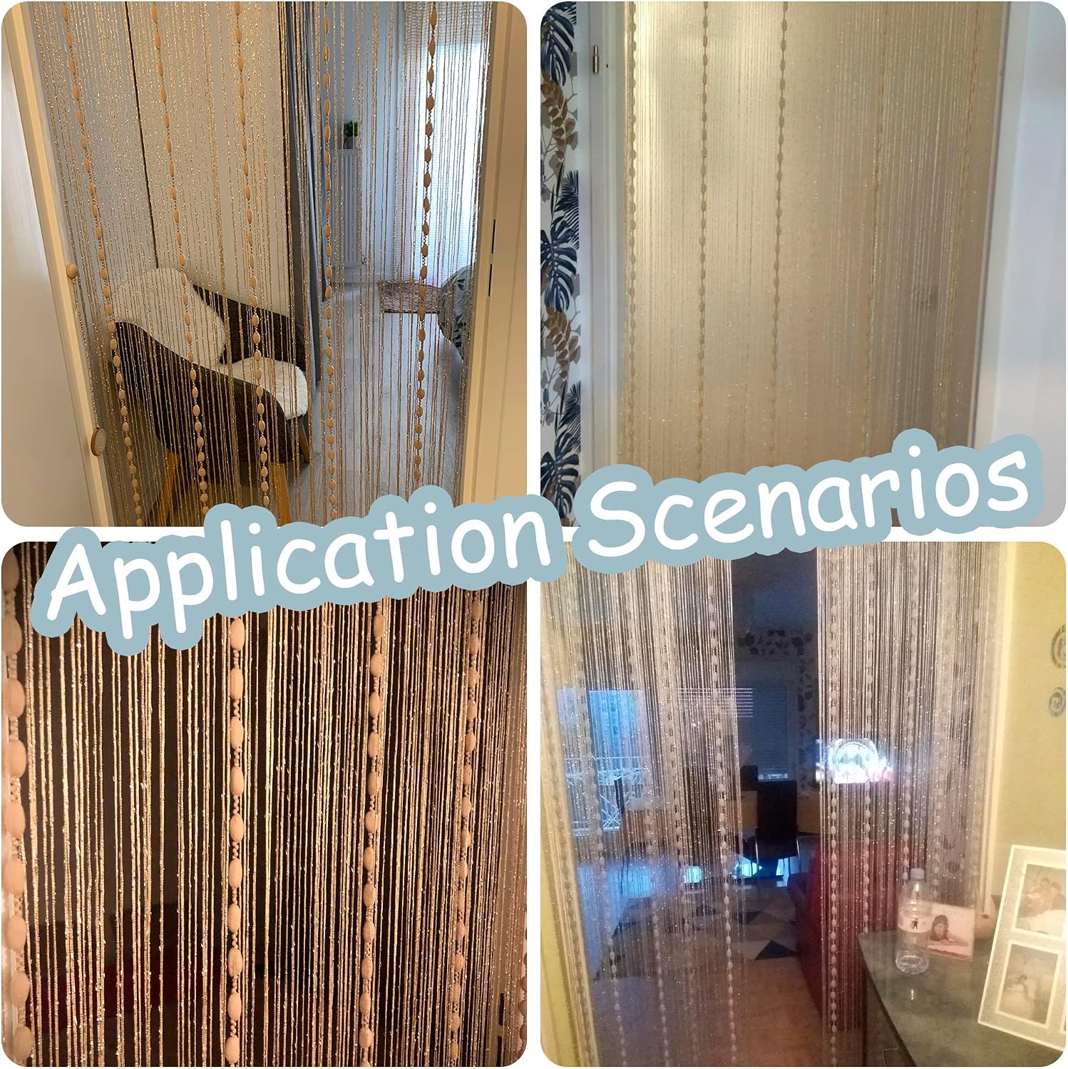 Vagasi Door String 39x79 Inch Curtains Silver Panel Soft Balls Romantic Glitter Fringe Room Divider Home Décor Wedding Girls Bedroom Window Living Room Backdrop Party Doorways Closet Doors, Silver