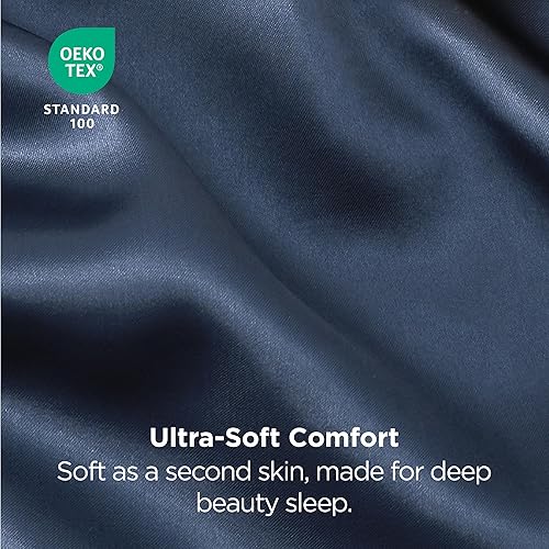 Vista 55 de Bedsure Juego de 2 fundas de almohada de satén tamaño King, fundas de almohada sedosas color verde azulado para cabello y piel con cierre de sobre