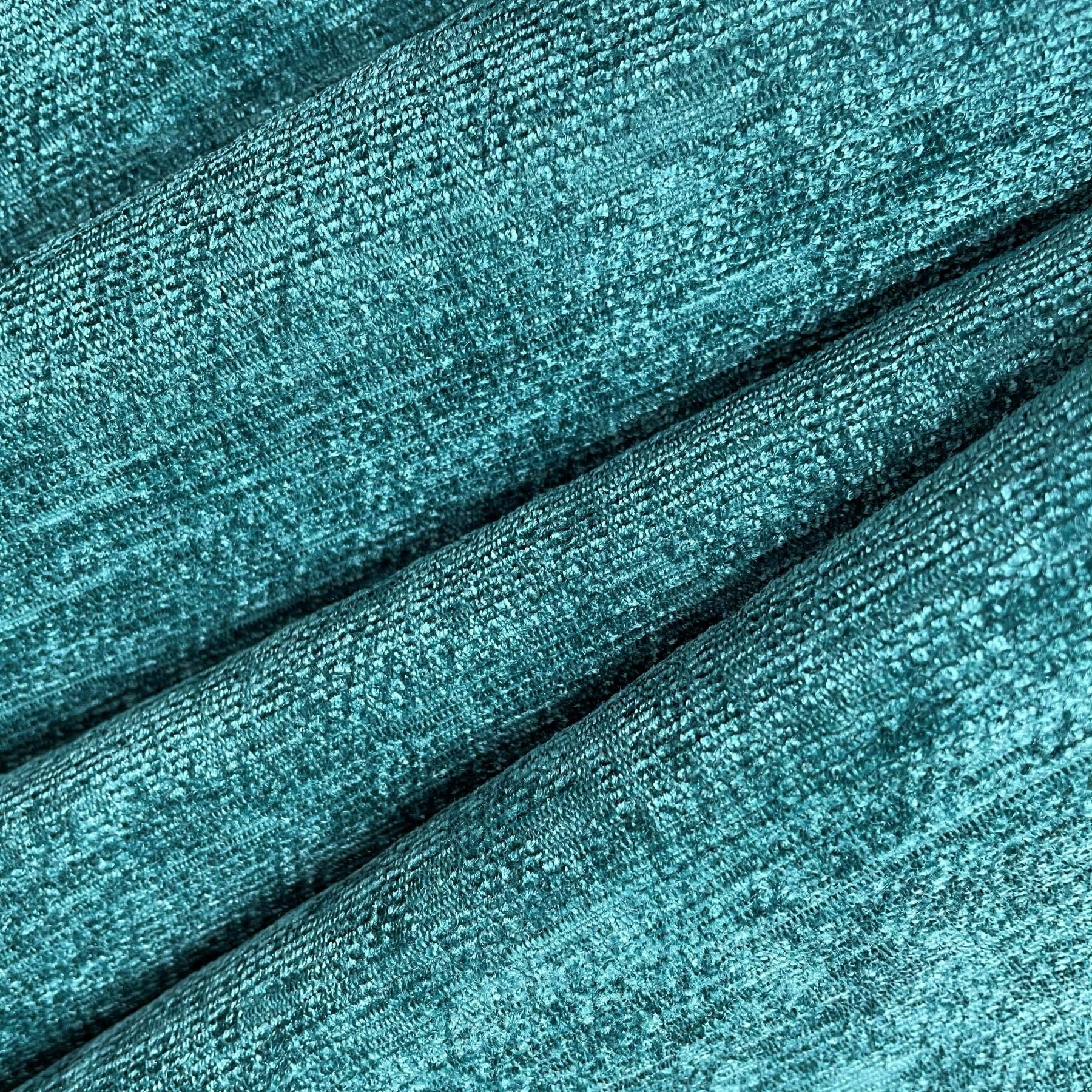 I Want Fabric Teal Designer Luxury Soft Plain Solid Heavy Weight Upholstery Curtain Cushion Chenille Velvet Fabric Fire Retardant Shimmering Look Sofa Furniture Material Sold By The Metre