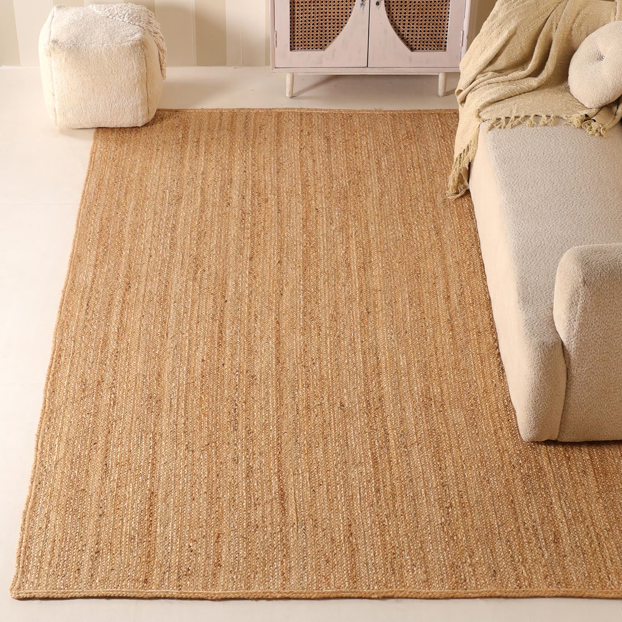 hand braided 8'x10' jute area rug - premium eco friendly natural fiber farmhouse style rugs for living room, bedroom, dinning room, hallway, office