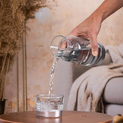 Miniatura 5 de GARIZZE Juego de Jarra de Agua y Vaso para Mesita de Noche para Dormitorio, Juego de Jarra y Vaso para Mesita de Noche, Decantador de Enjuague Bucal