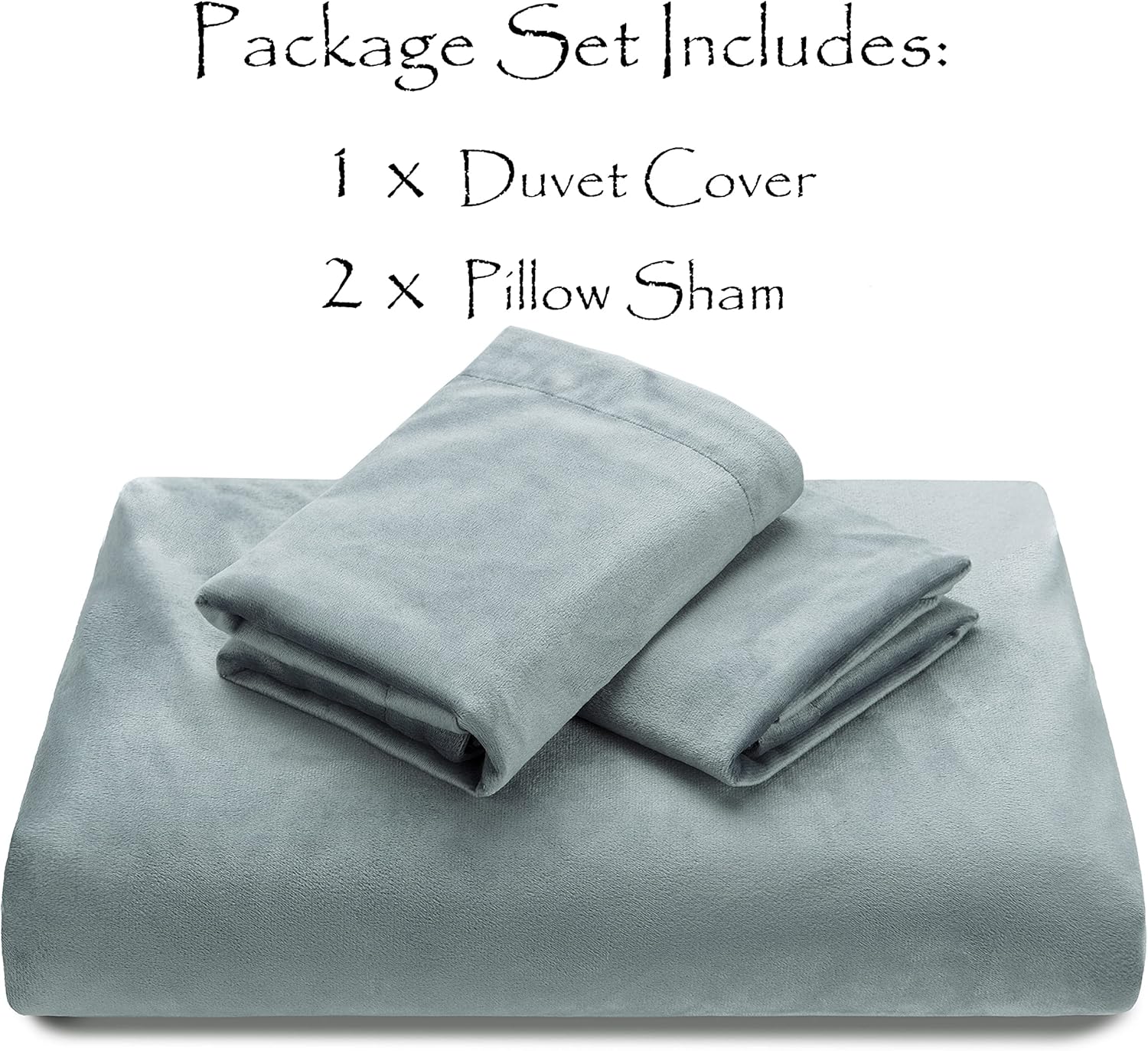 Chanasya Premium Velour Velvet Duvet Cover Set - Duvet Cover (90” x 90”) & 2 Pillow Shams (20” x 26”) - 3-Piece Set - Gray Blue, Queen Size
