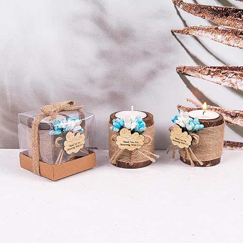 Vista 82 de HTF - Juego de 10 portavelas de madera para decoración de baby shower, regalos de revelación de género, portavelas de madera para baby shower Marrón