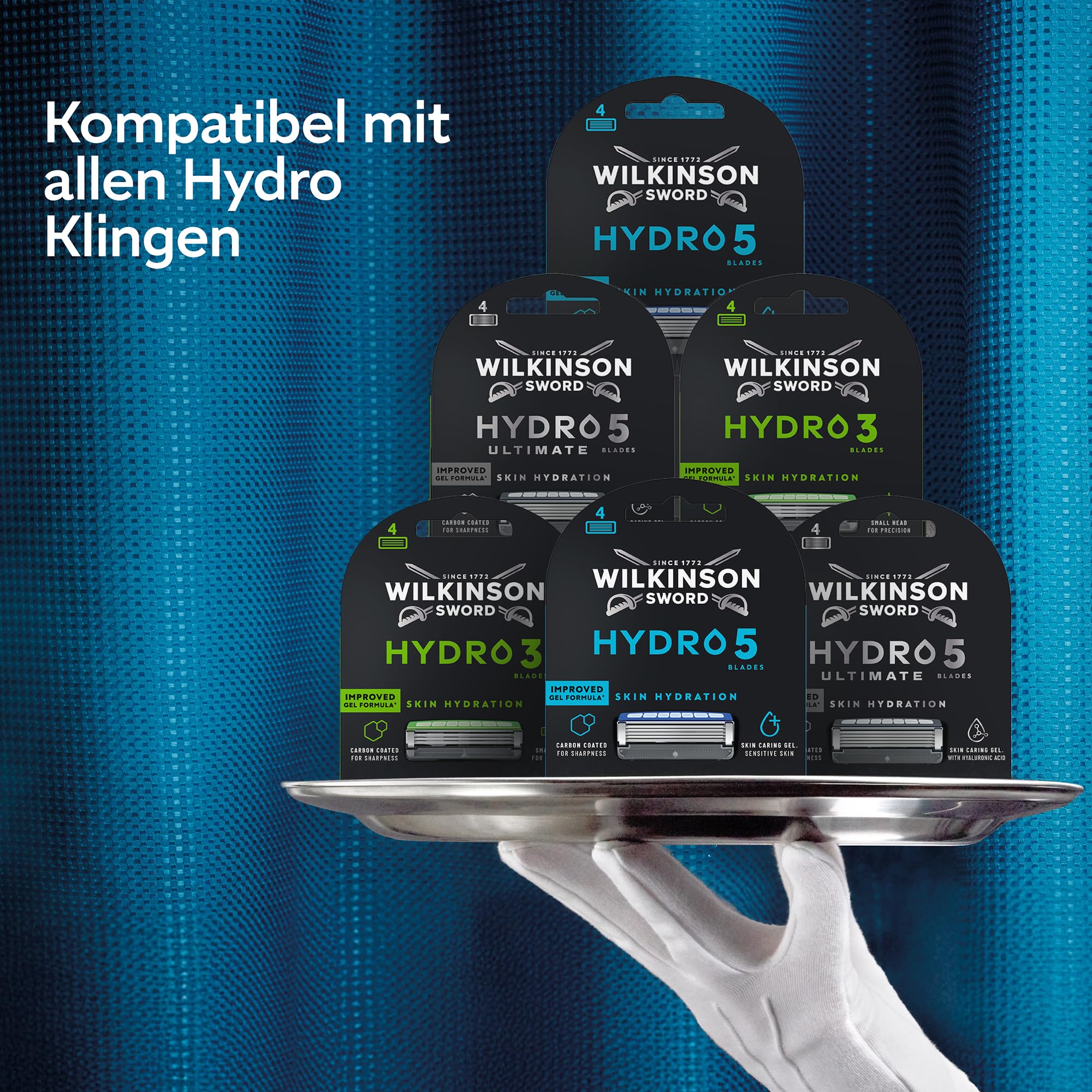 Wilkinson Sword Hydro 5 Herrenrasierer Klinge, XXL-Pack, Herrenrasierer Ersatzklingen-Pack, Haut-Hydratation, karbonbeschichtete Klingen, 12 Ersatzklingen