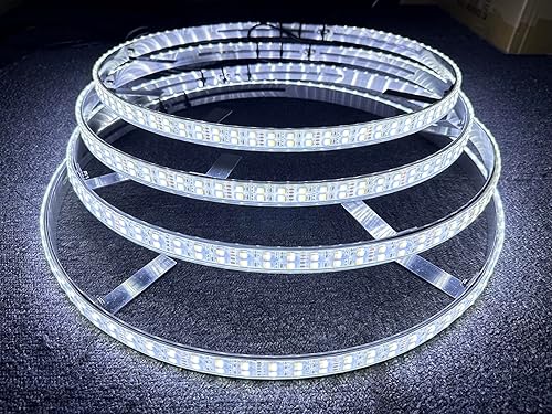 IP68 impermeable de 15.5 pies puros, color blanco puro, doble fila, 300 LED, estroboscópico más brillante, luces de anillo de rueda, luces de llanta