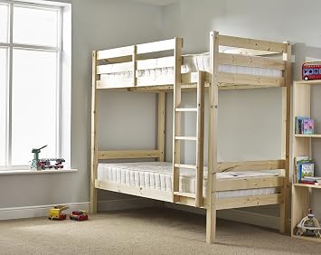 STRICTLY BEDS&BUNKS Everest Bunk Bed with Sprung Mattresses 20 cm, 3ft Single