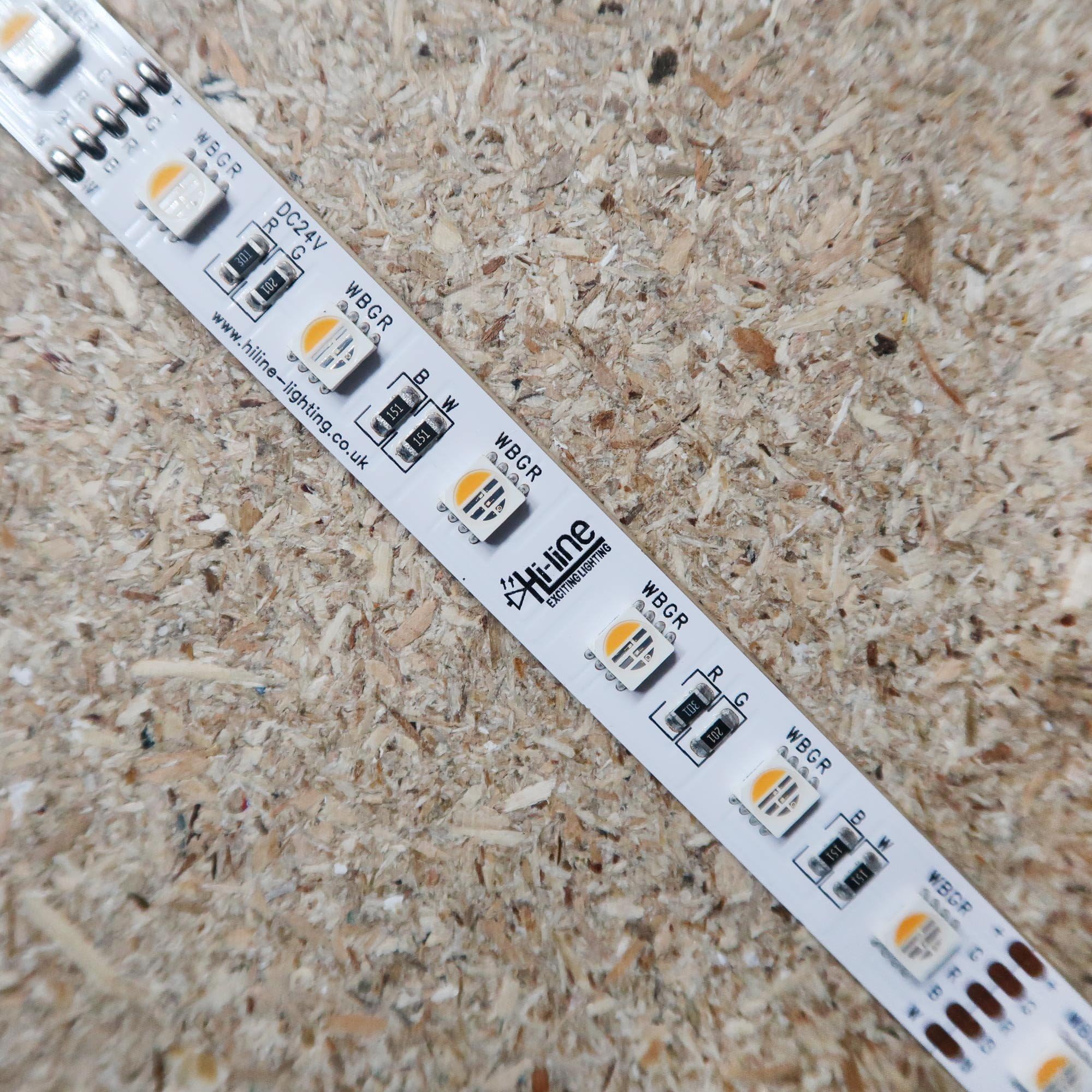 RGBW LED Strip RGB+WW 24V 14.4W/m IP00 CRI80 12mm/2oz PCB 16.4ft (5m) Quad Epistar chip