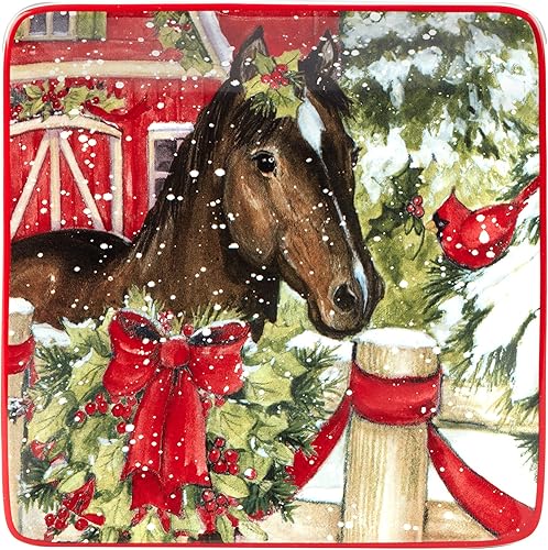 Miniatura 4 de Certified International Homestead Christmas - Juego de 4 platos de canapé, almuerzo, aperitivos, multicolor, pequeños, de 6 pulgadas