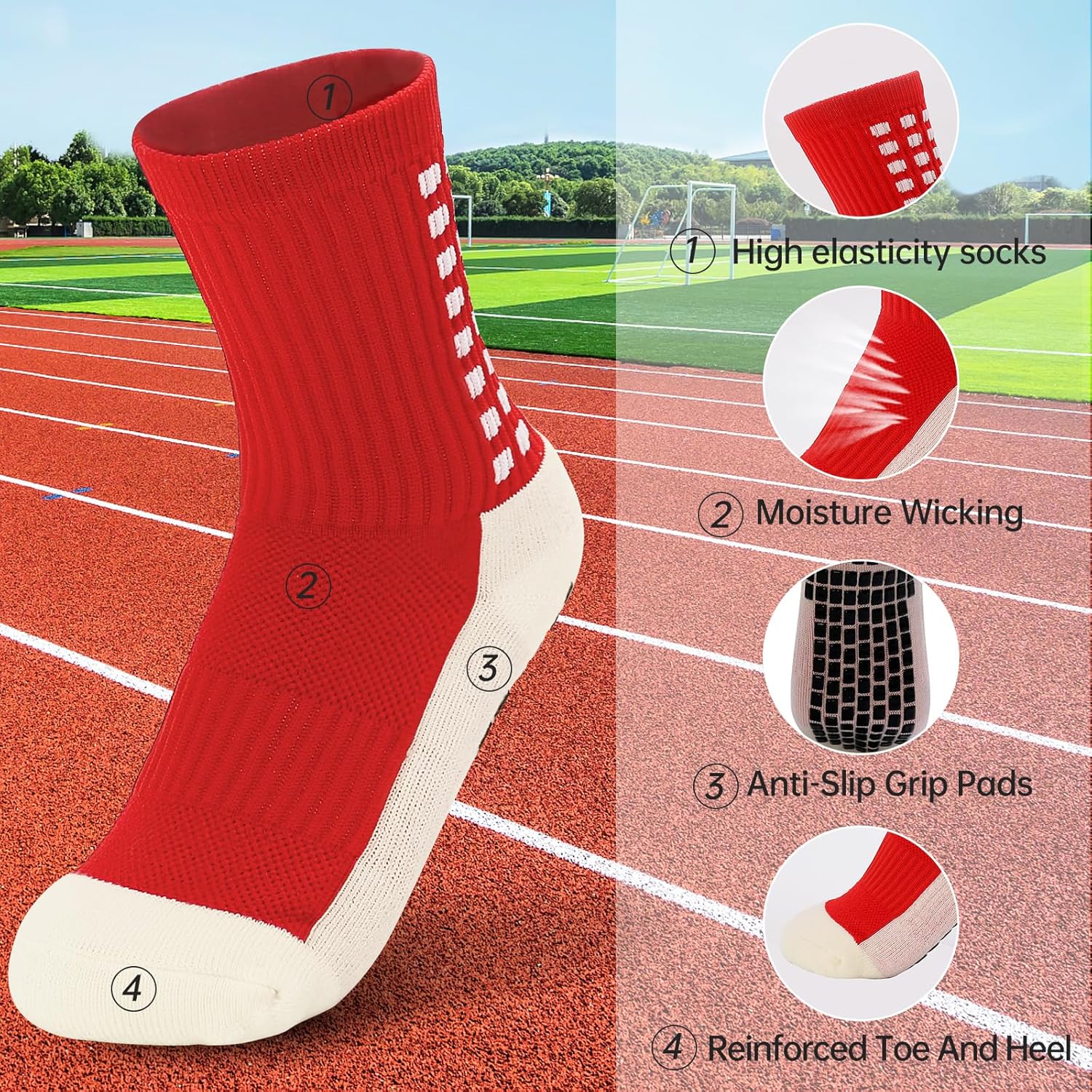 Yufree 4 Pairs Youth Grip Soccer Socks Grip Socks Kids Boys Girls Athletic Sport for Baseball Football Basketball - Image 5