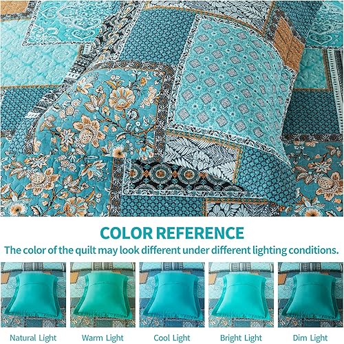 Vista 41 de TWINRUN Colchas de algodón tamaño Queen, colchas ligeras de tamaño Queen para cama, suave, reversible, a cuadros, floral, juego de ropa de cama